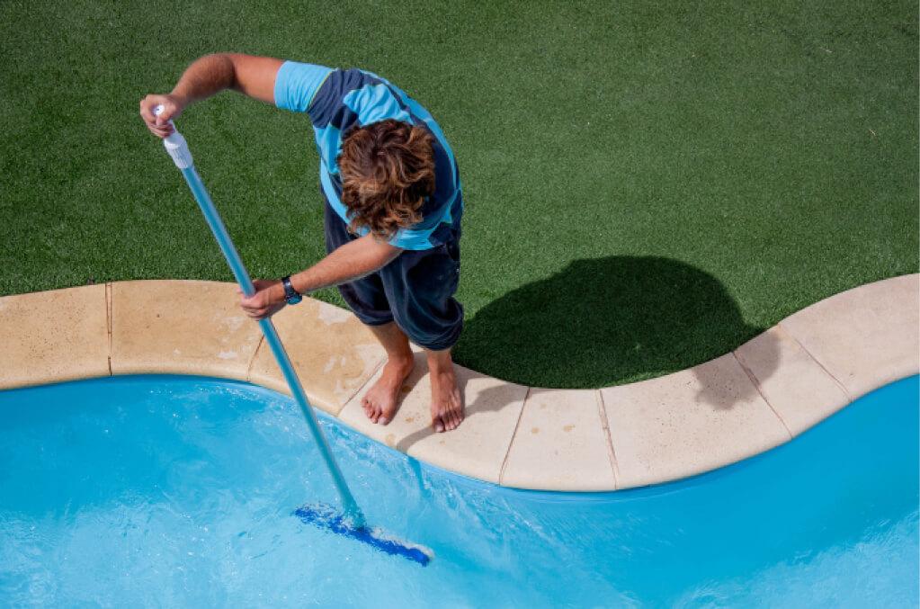 Professional working on a pool