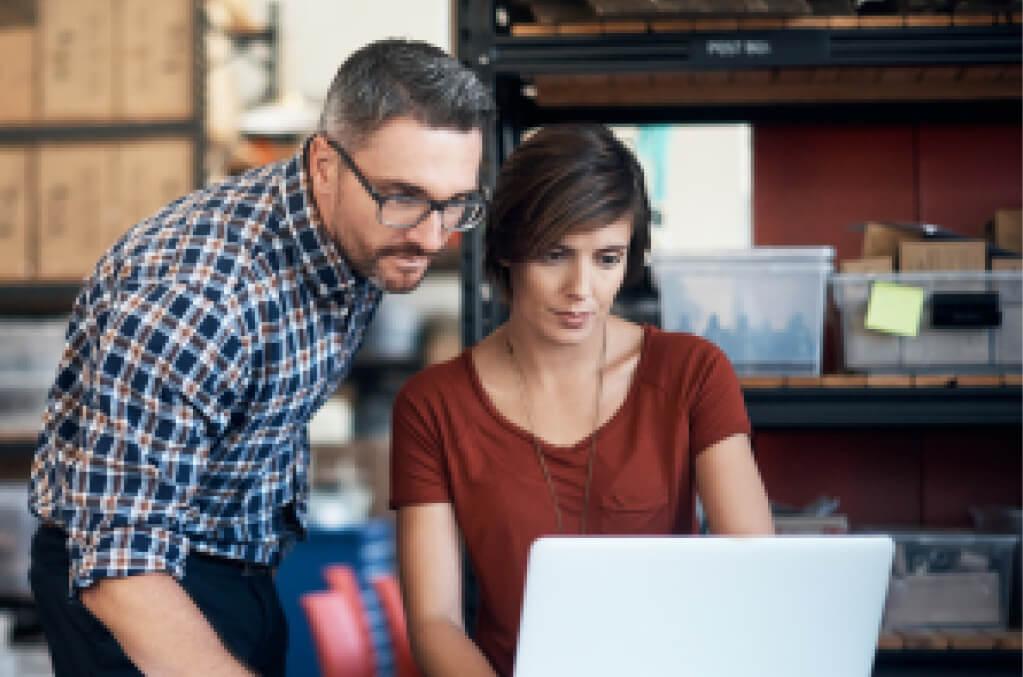 Professionals looking at computer